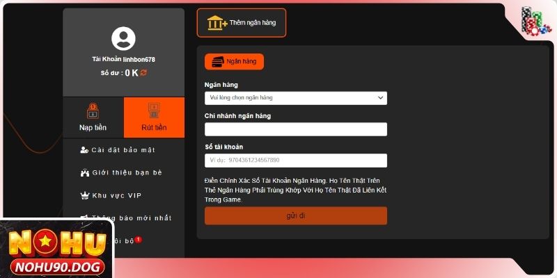 Điều kiện cần đáp ứng khi muốn rút tiền NOHU90